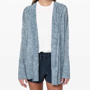 Lululemon Calm & Collected Wrap Heathered Sailboat Linen Blend Hoodie Sz Large